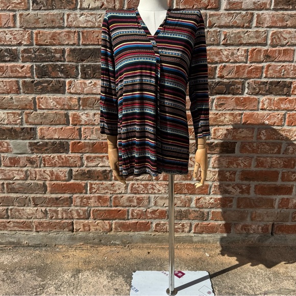 Dana Buchman multicolored striped long sleeve v-neck top / M/Excellent condition - Picture 8 of 15